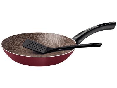 Frigideira Antiaderente Tramontina de Alumínio Paris Vermelha 26cm com Espátula