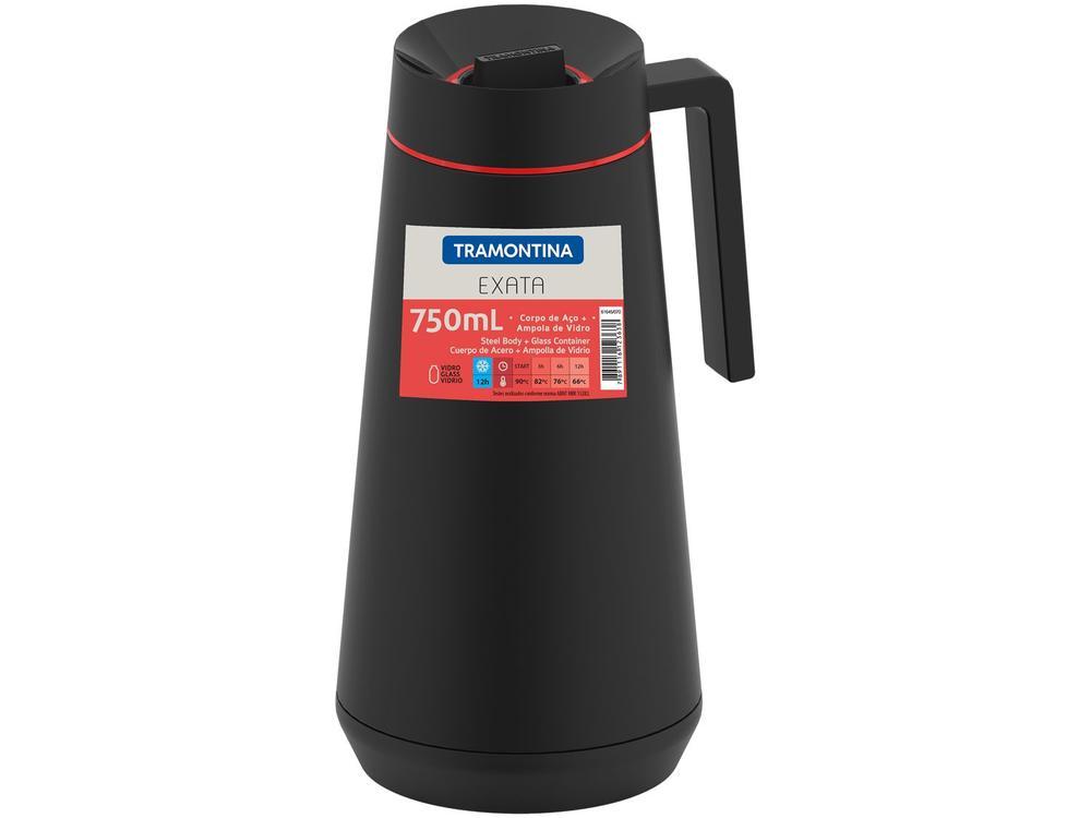 Bule Térmico de Aço Inox Preto com Tampa 750ml Tramontina Exata - 3