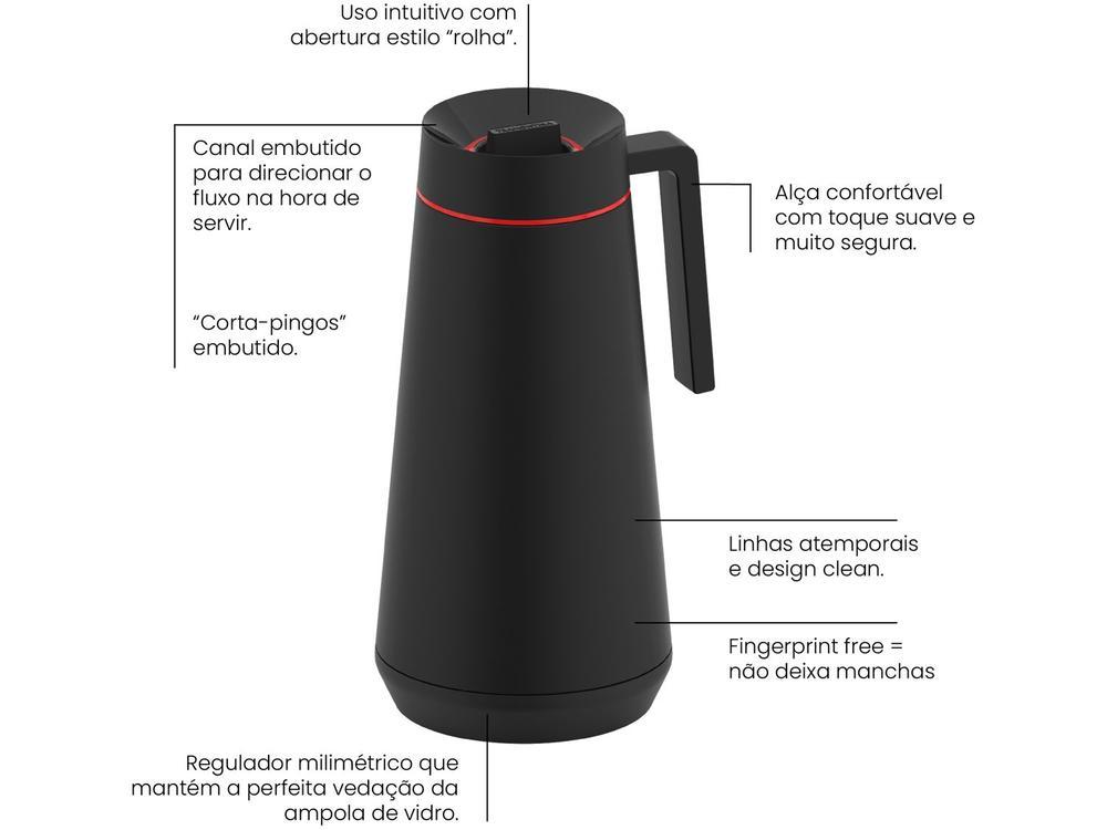 Bule Térmico de Aço Inox Preto com Tampa 750ml Tramontina Exata - 6