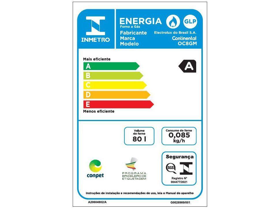 Forno a Gás de Embutir Continental 80L - 14