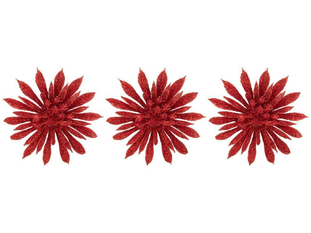 Kit 3 Enfeites para Árvore de Natal Flor - 1