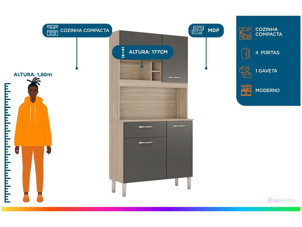 Armário de Cozinha Compacta Demobile Malta 4 Portas - 2