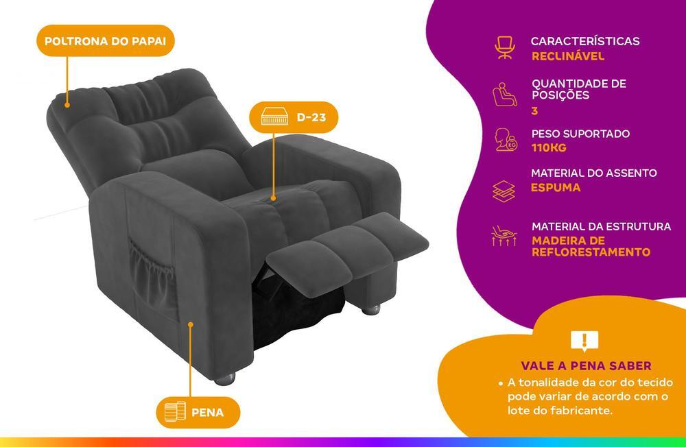 Poltrona do Papai Reclinável Moderna 3 Posições Matrix Azera - 2