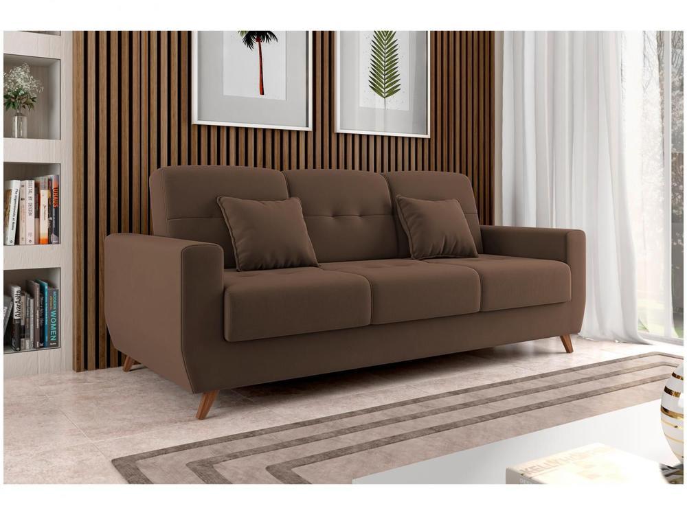 Sofá-cama Casal 3 Lugares com Baú Reclinável Veludo Matrix Pâmela - 1