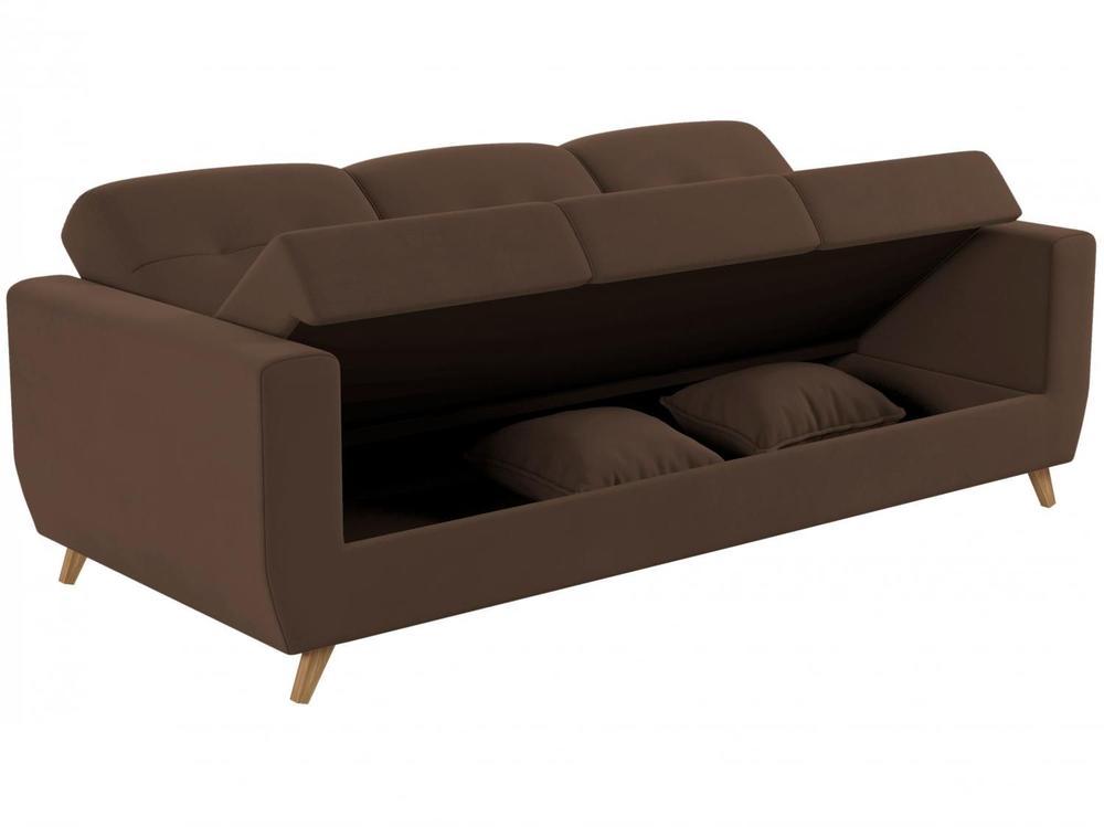 Sofá-cama Casal 3 Lugares com Baú Reclinável Veludo Matrix Pâmela - 6