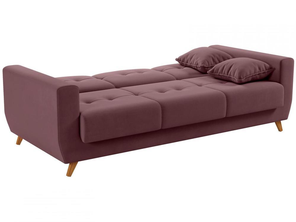 Sofá-cama Casal 3 Lugares com Baú Reclinável Veludo Matrix Pâmela - 4