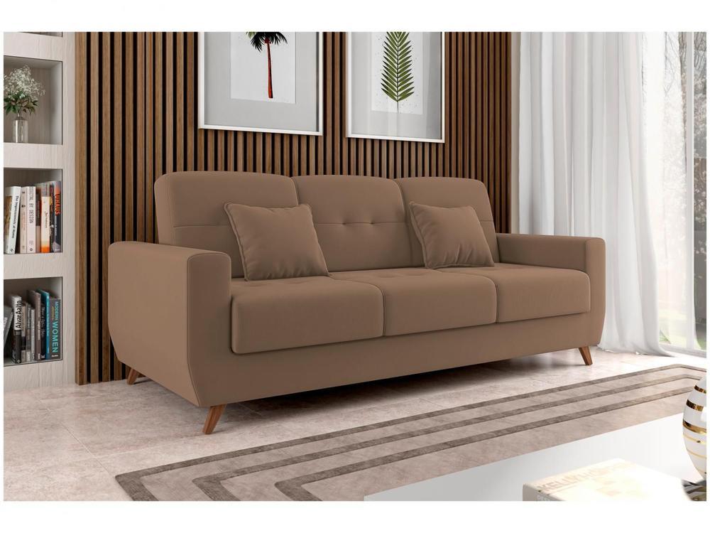 Sofá-cama Casal 3 Lugares com Baú Reclinável Veludo Matrix Pâmela - 1