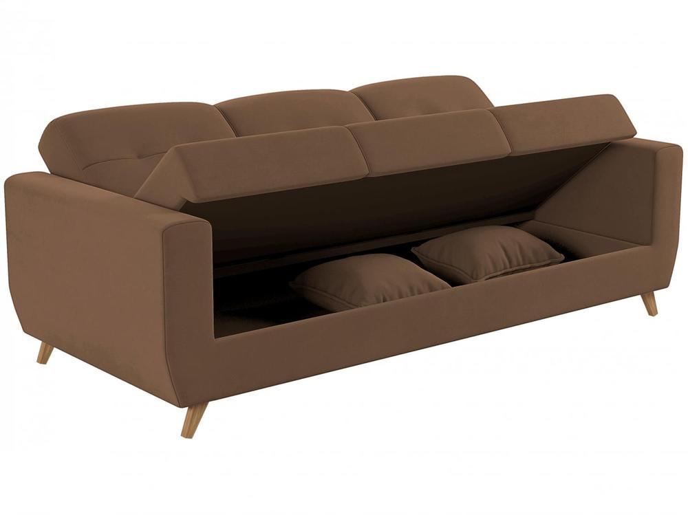 Sofá-cama Casal 3 Lugares com Baú Reclinável Veludo Matrix Pâmela - 6