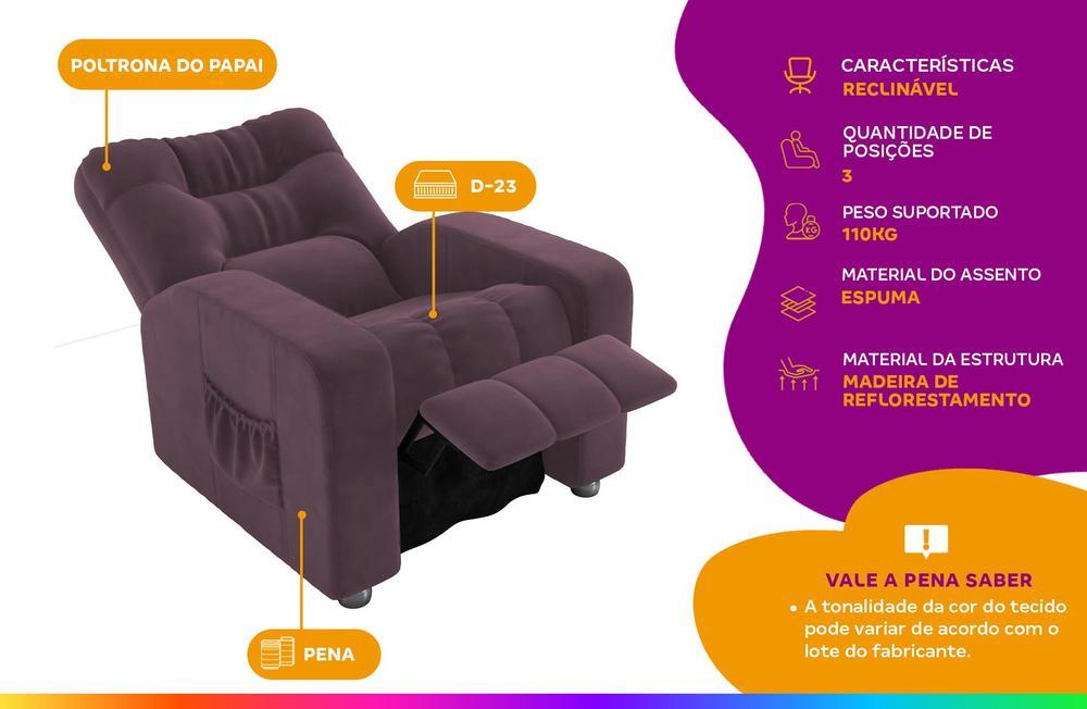 Poltrona do Papai Reclinável Moderna 3 Posições Matrix Azera - 2