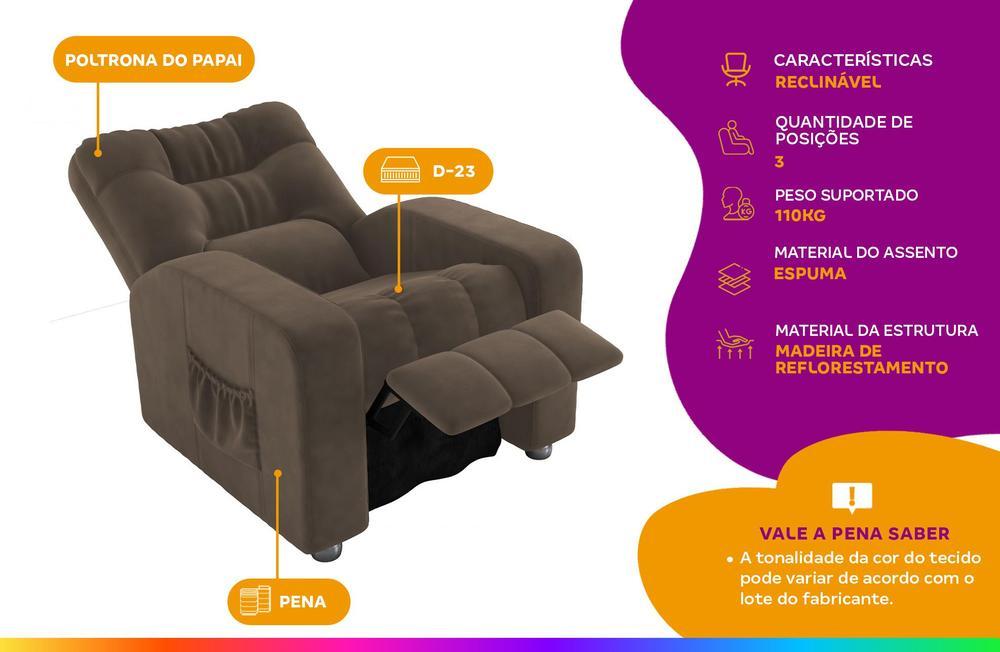 Poltrona do Papai Reclinável Moderna 3 Posições Matrix Azera - 2