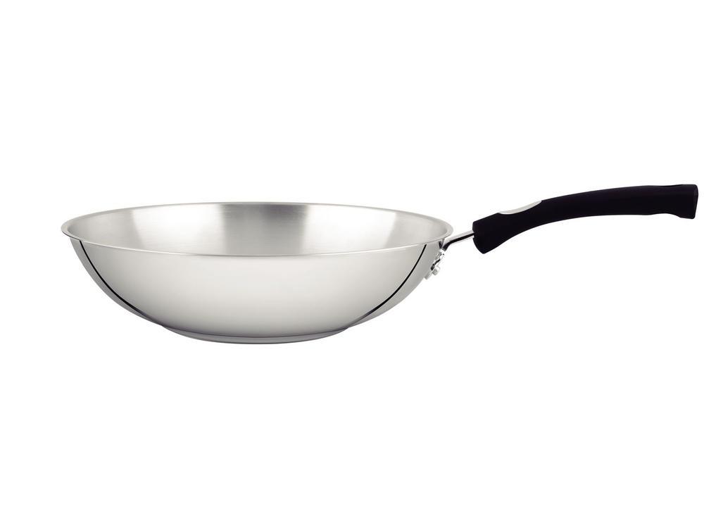 Panela Wok Antiaderente Fundo triplo Tramontina Solar Silicone Inox 28cm - 1