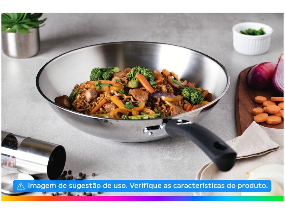 Panela Wok Antiaderente Fundo triplo Tramontina Solar Silicone Inox 28cm - 2