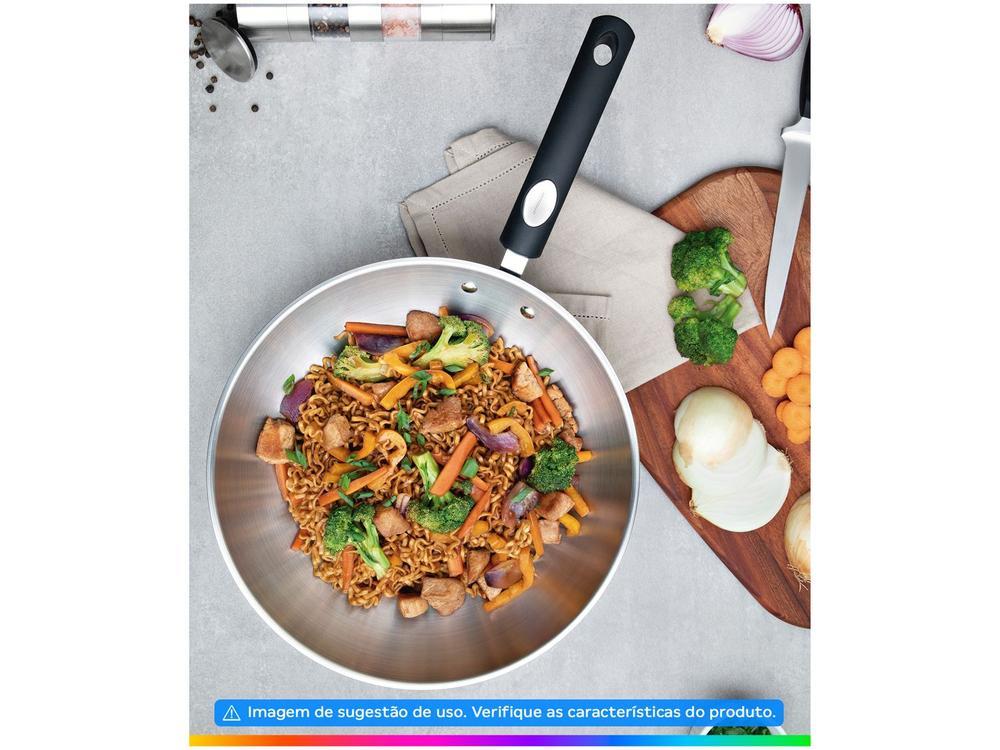 Panela Wok Antiaderente Fundo triplo Tramontina Solar Silicone Inox 28cm - 3