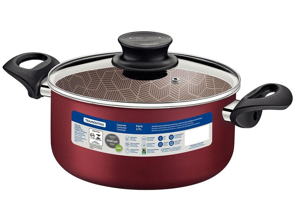 Caçarola Tramontina Antiaderente com Tampa Vermelho 3,8L 22cm Paris - 5