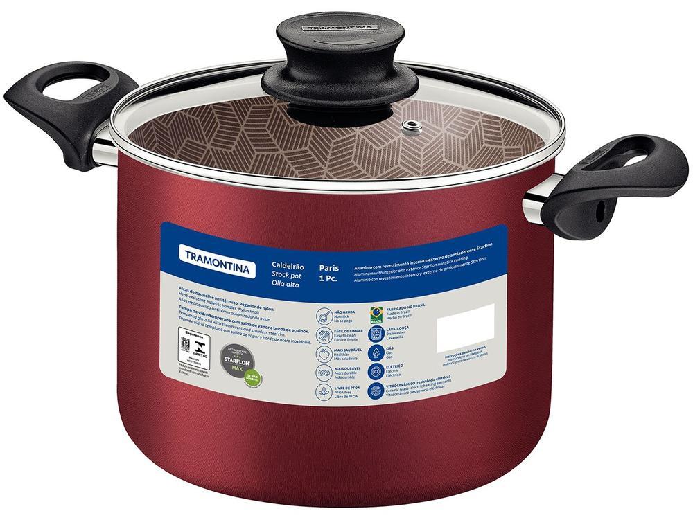 Caldeirão de Alumínio Tramontina Antiaderente Vermelho com Tampa 9,6L 26cm Paris - 3
