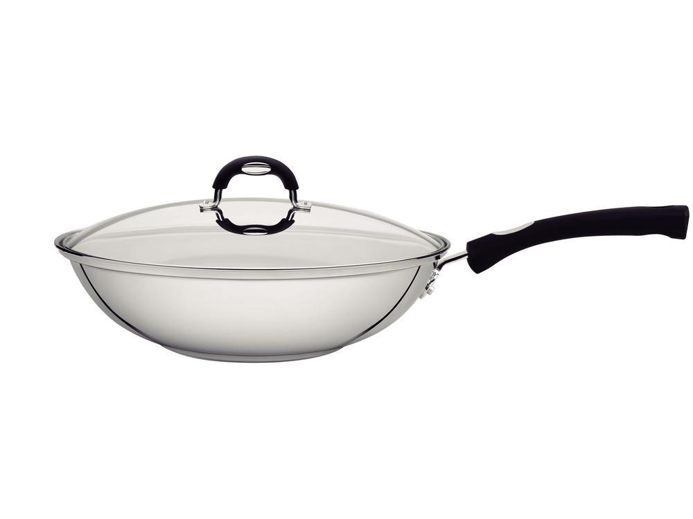 Panela Wok Antiaderente Fundo triplo Tramontina Solar Silicone Inox 28cm - 1