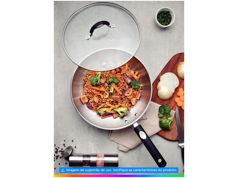 Panela Wok Antiaderente Fundo triplo Tramontina Solar Silicone Inox 28cm - 3