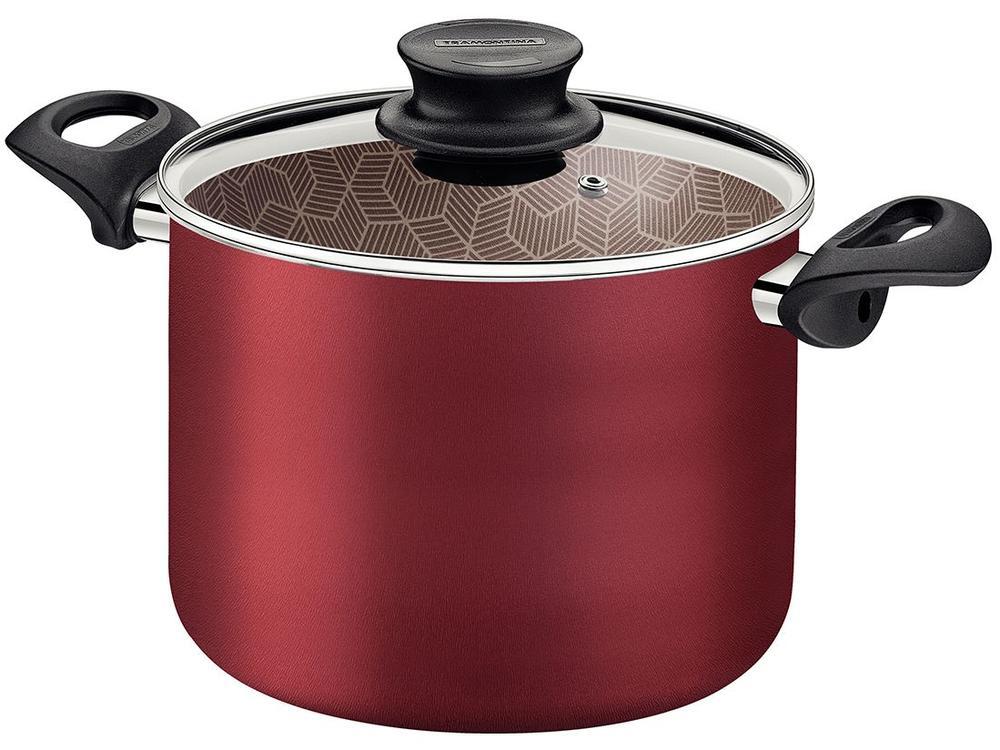Caldeirão de Alumínio Tramontina Antiaderente Vermelho com Tampa 4,2L 20cm Paris - 1