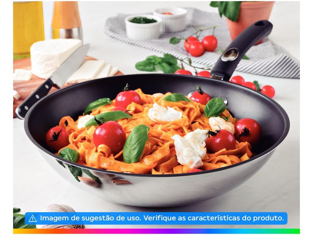 Panela Wok Antiaderente Fundo triplo Tramontina Solar Silicone Inox 28cm - 2