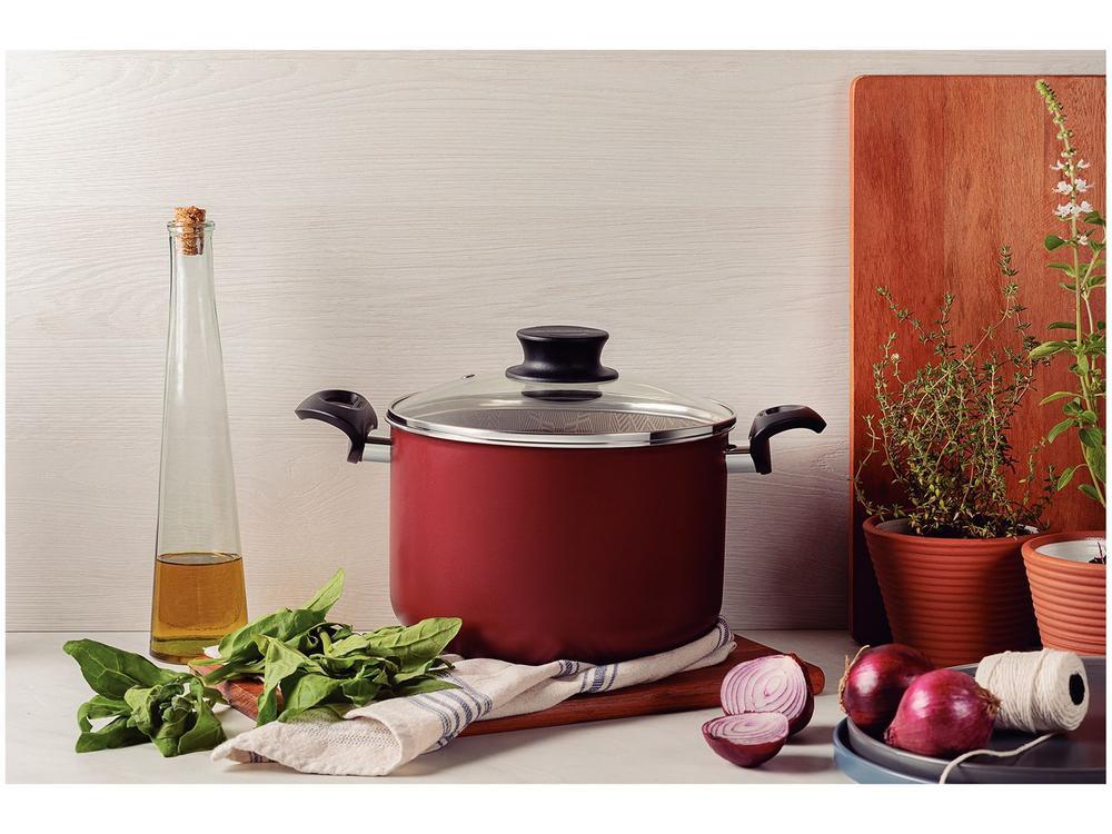 Caldeirão de Alumínio Tramontina Antiaderente Vermelho com Tampa 7,1L 24cm Paris - 2