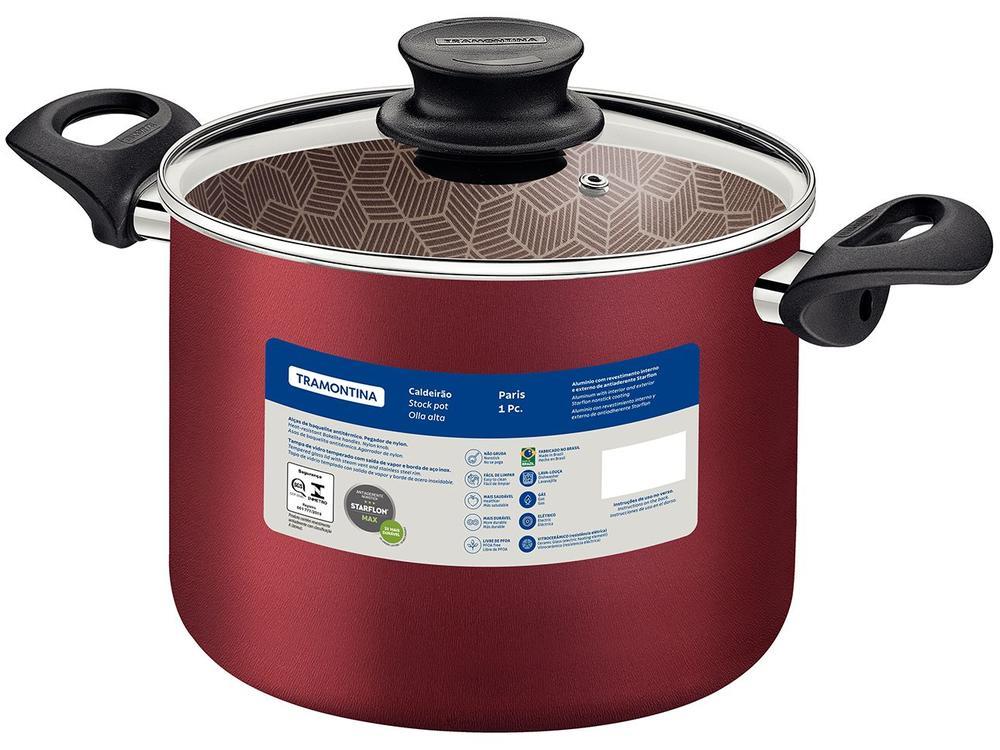 Caldeirão de Alumínio Tramontina Antiaderente Vermelho com Tampa 7,1L 24cm Paris - 3