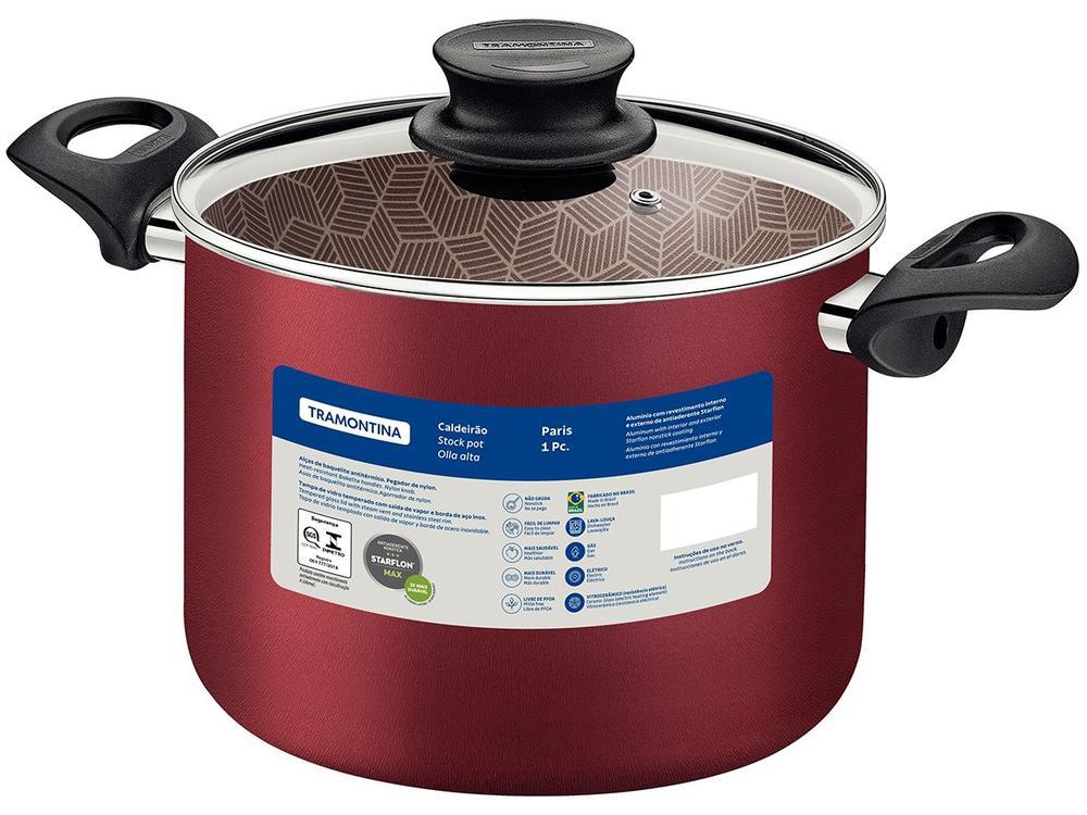 Caldeirão de Alumínio Tramontina Antiaderente Vermelho com Tampa 5,7L 22cm Paris - 3