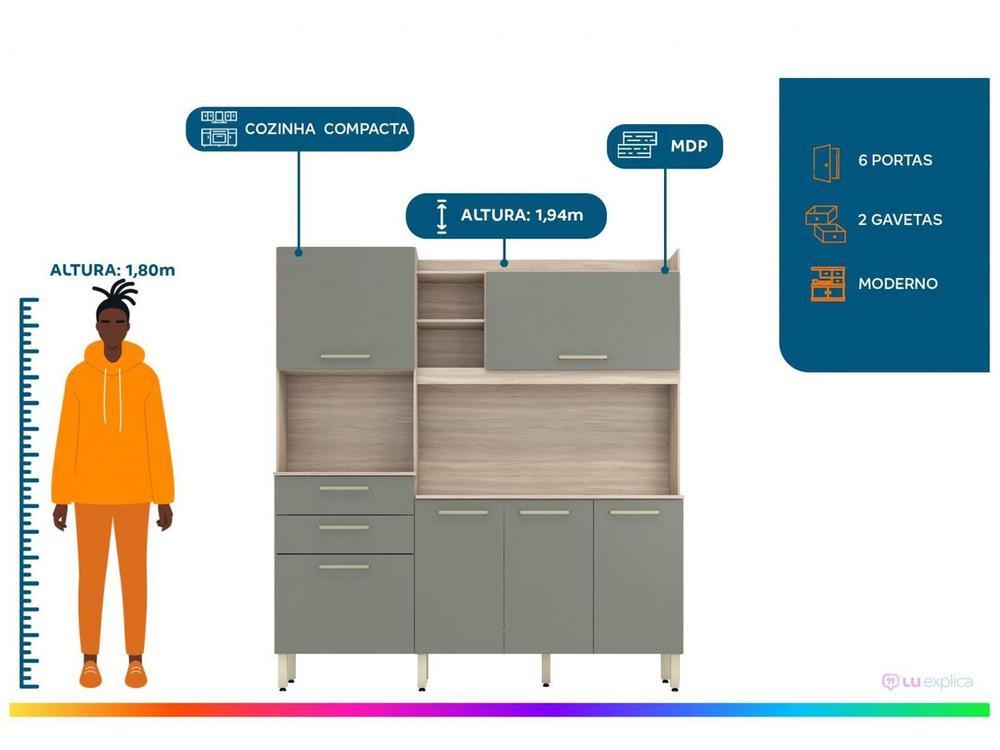 Armário de Cozinha Compacta Demóbile Select 2 Gavetas - 2