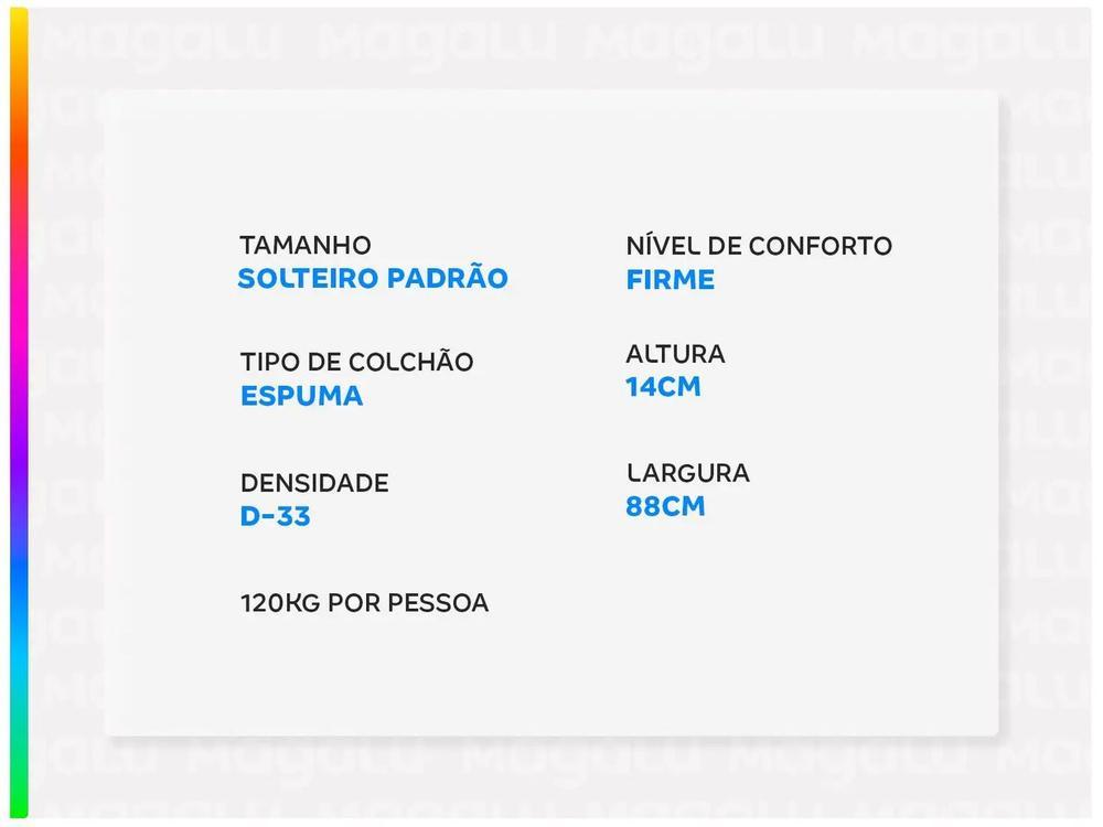 Colchão Solteiro de Espuma D33 14x88x188cm Turquesa - 3