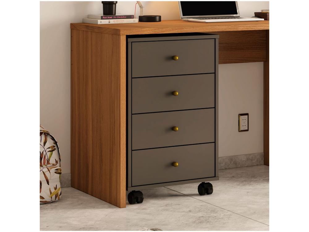 Gaveteiro para Escritório com Rodízios 4 Gavetas - 3