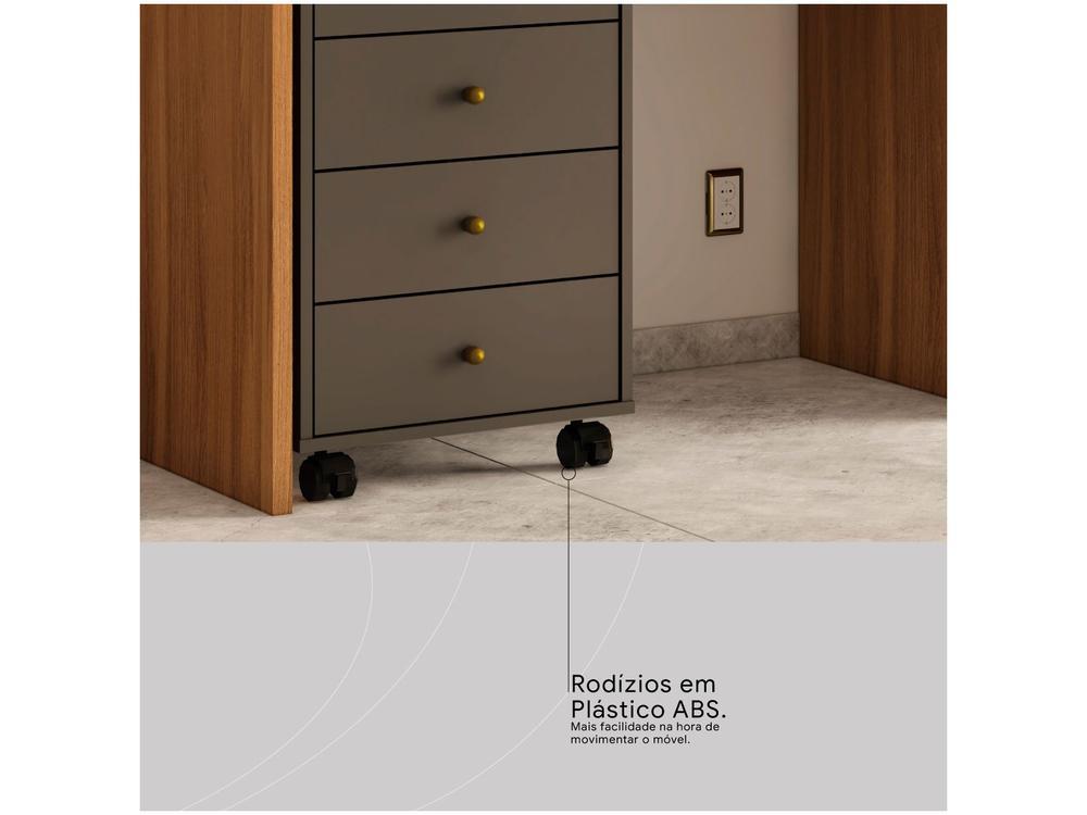 Gaveteiro para Escritório com Rodízios 4 Gavetas - 7