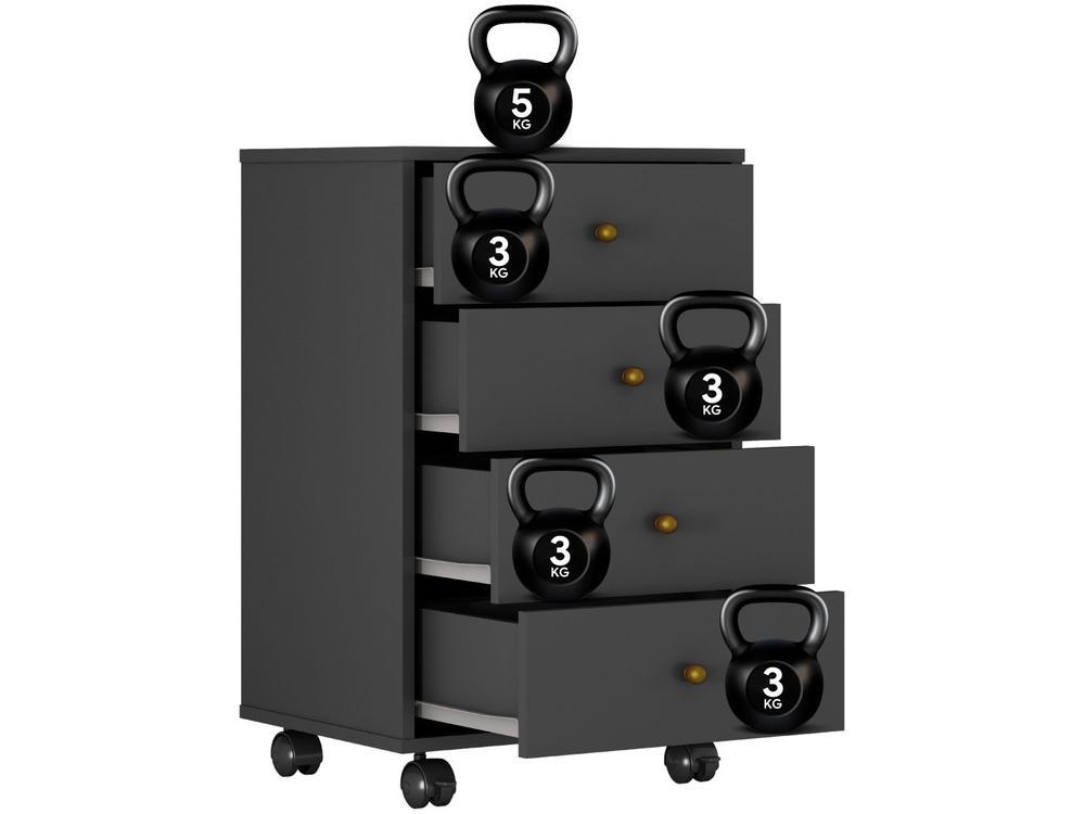 Gaveteiro para Escritório com Rodízios 4 Gavetas - 9