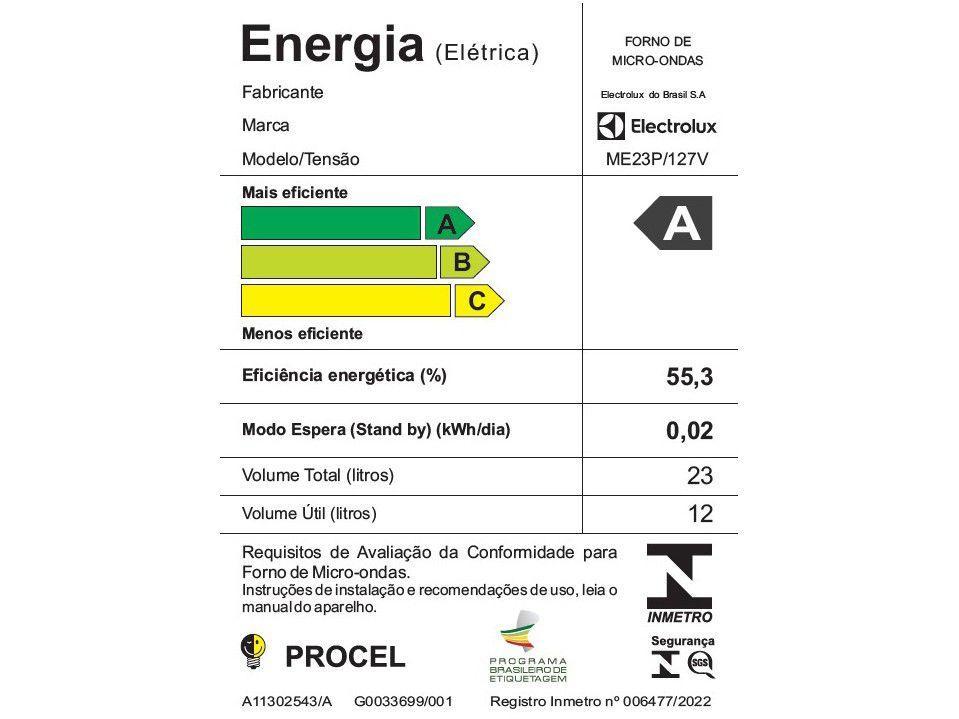 Micro-ondas Electrolux 23L Preto Efficient - 9
