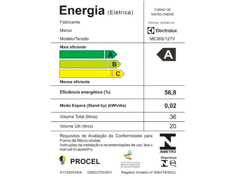 Micro-ondas Electrolux 36L Prata e Preto Espelhado Efficient ME36S - 9