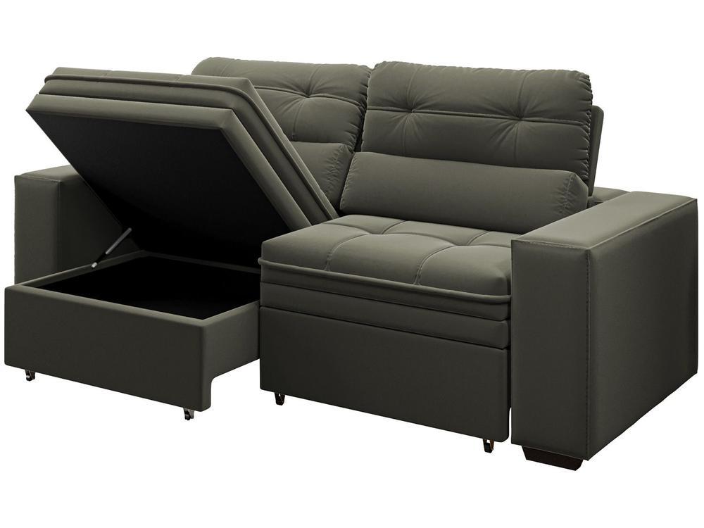 Sofá Retrátil Reclinável 3 Lugares Veludo com Baú - 1