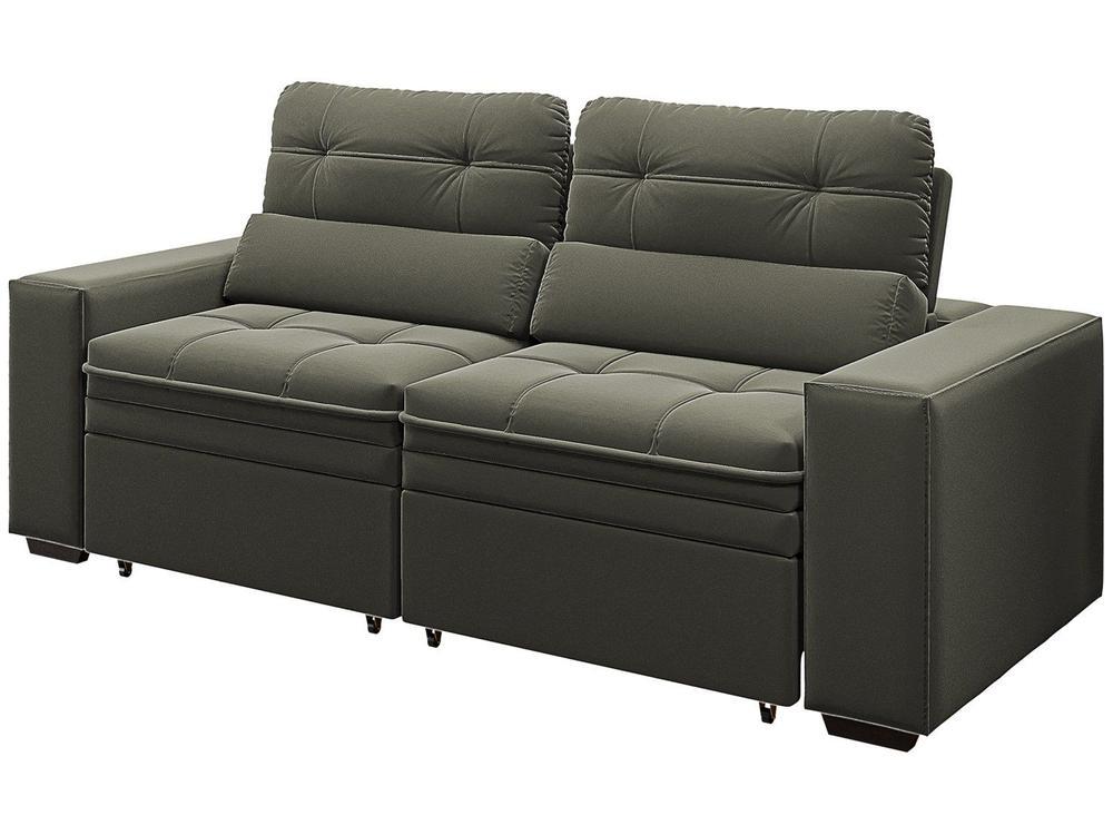 Sofá Retrátil Reclinável 3 Lugares Veludo com Baú - 4