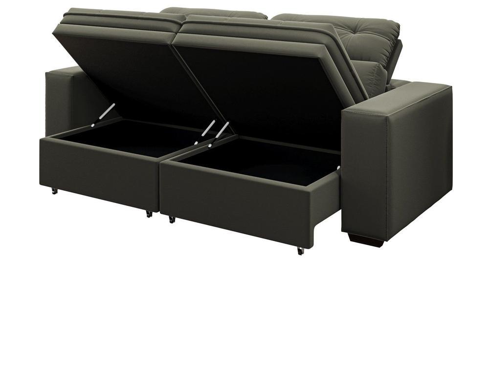 Sofá Retrátil Reclinável 3 Lugares Veludo com Baú - 5