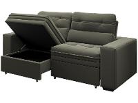 Sofá Retrátil Reclinável 3 Lugares Veludo com Baú - 1