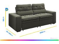 Sofá Retrátil Reclinável 3 Lugares Veludo com Baú - 3