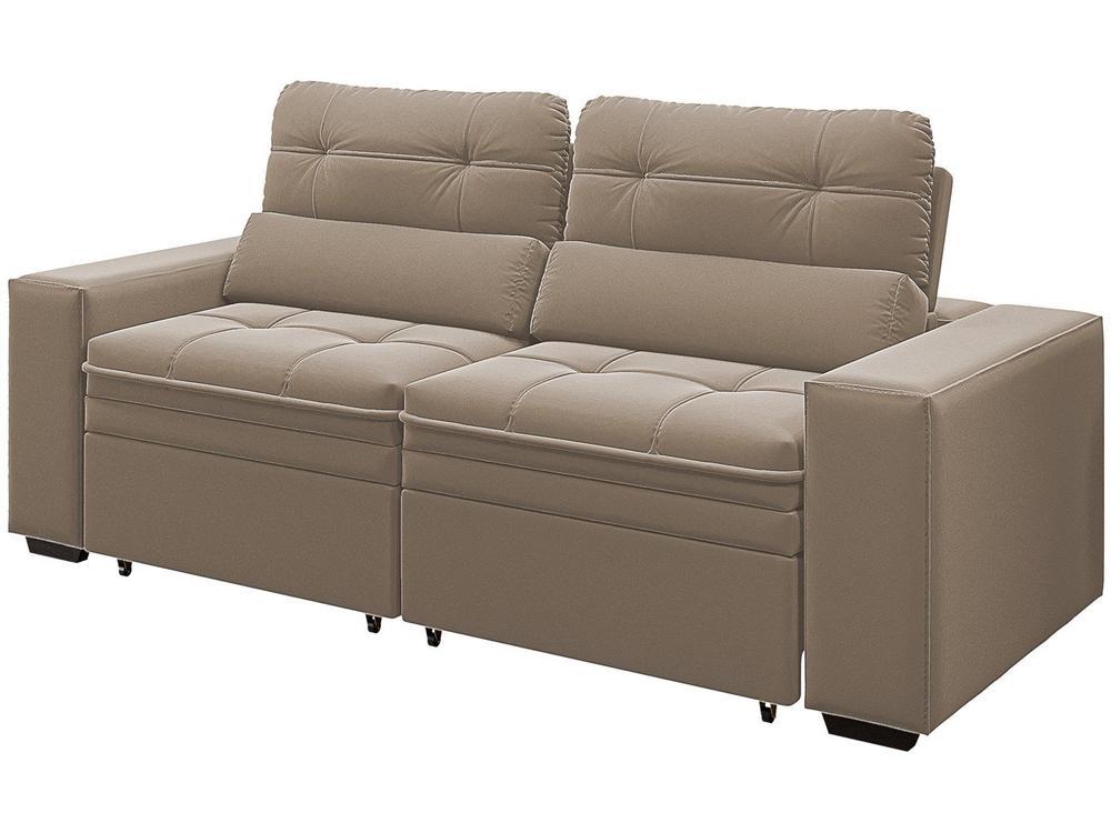 Sofá Retrátil Reclinável 3 Lugares Veludo com Baú - 4