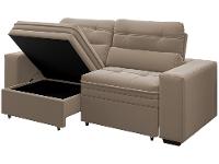 Sofá Retrátil Reclinável 3 Lugares Veludo com Baú - 1