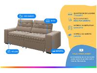 Sofá Retrátil Reclinável 3 Lugares Veludo com Baú - 2