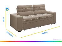 Sofá Retrátil Reclinável 3 Lugares Veludo com Baú - 7