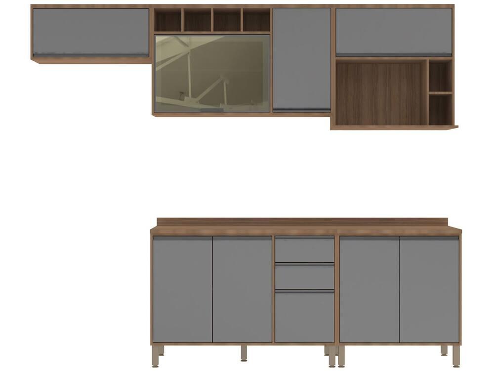 Armário de Cozinha Completa Luciane Parma com Balcão para Pia 8 Portas - 4