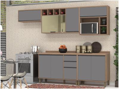 Armário de Cozinha Completa Luciane Parma com Balcão para Pia 8 Portas