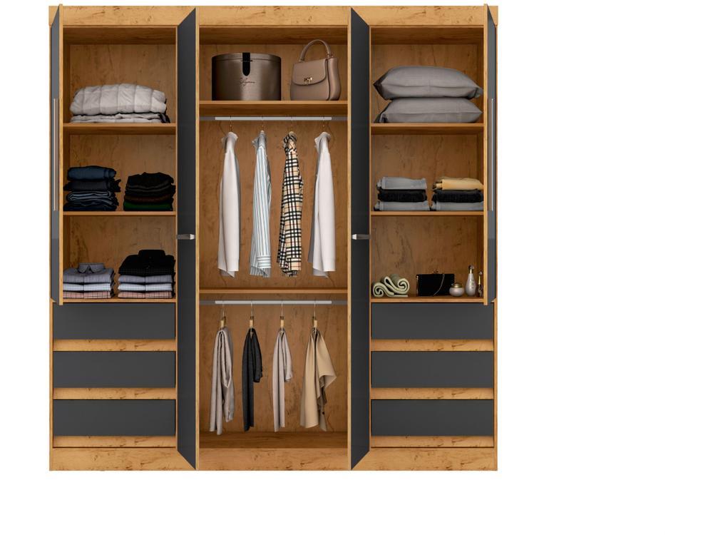 Guarda-roupa Casal com Espelho 4 Portas 6 Gavetas Araplac Sofia - 6