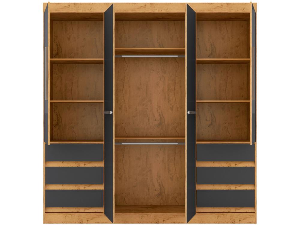 Guarda-roupa Casal com Espelho 4 Portas 6 Gavetas Araplac Sofia - 7