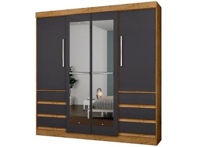 Guarda-roupa Casal com Espelho 4 Portas 6 Gavetas Araplac Atraente Sofia