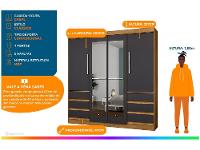 Guarda-roupa Casal com Espelho 4 Portas 6 Gavetas Araplac Sofia - 2