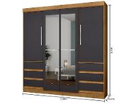 Guarda-roupa Casal com Espelho 4 Portas 6 Gavetas Araplac Sofia - 9