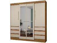 Guarda-roupa Casal com Espelho 4 Portas 6 Gavetas Araplac Sofia - 1